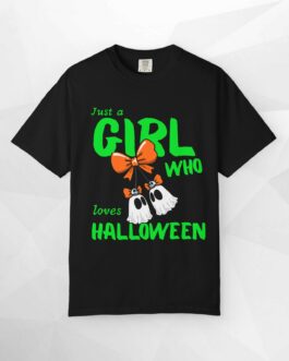 Halloween Ghost Cherry T-Shirt, Just A Girl Who Loves Halloween Tee